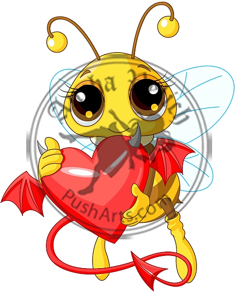 Cute Bee Holding Devil Heart Cute Bee Holding Devil Heart