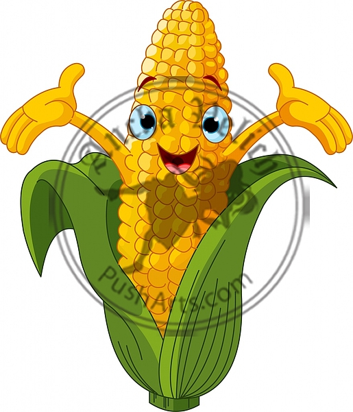 Corn Character Presenting Something