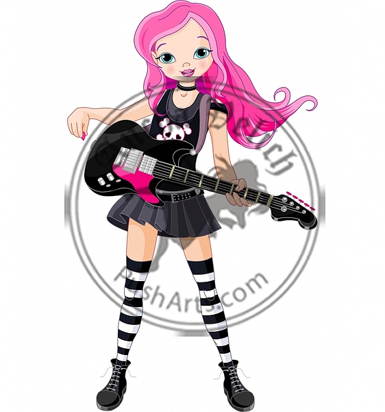 Rock star girl playing guitar