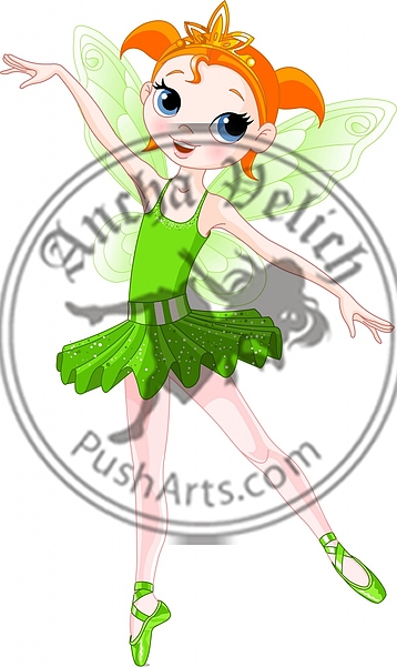 (Rainbow colors ballerinas series). Green Ballerina