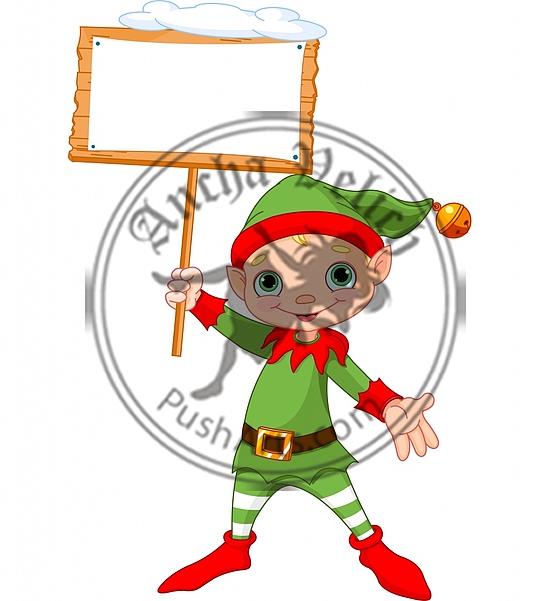 Christmas Elf with sign