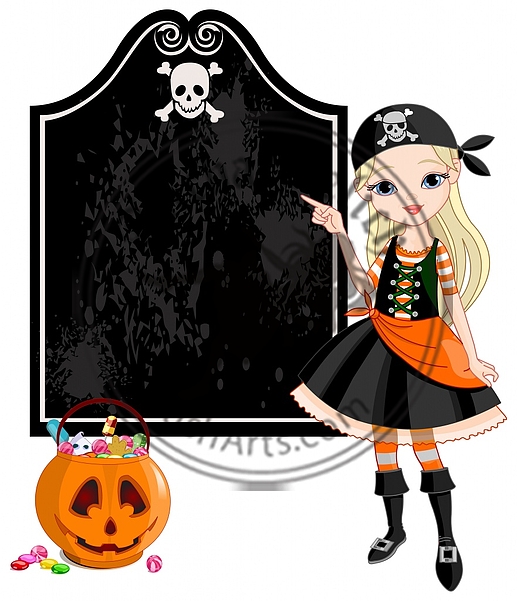 Halloween Pirate girl pointing