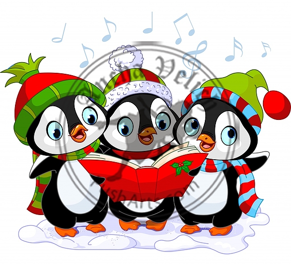 Christmas carolers penguins