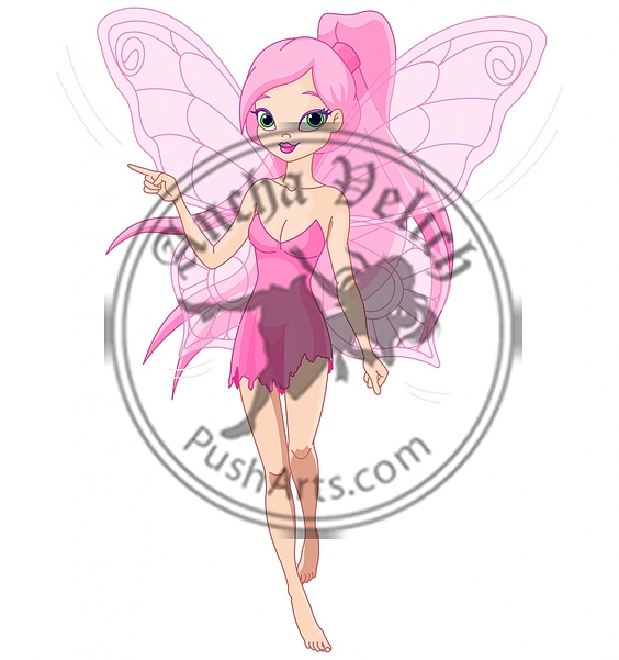 Cute pink fairy pointing