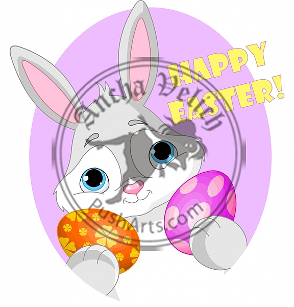 Bunny with Easter Egg and Sign