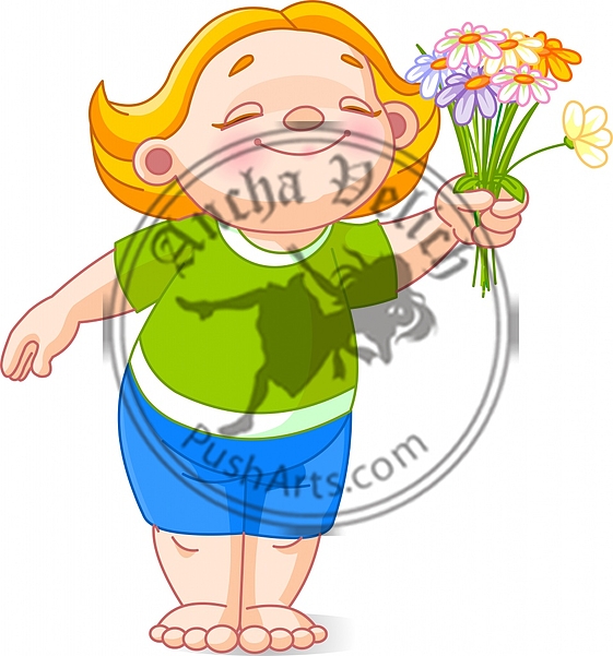 Baby with bouquet