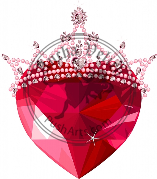 Crystal heart with crown