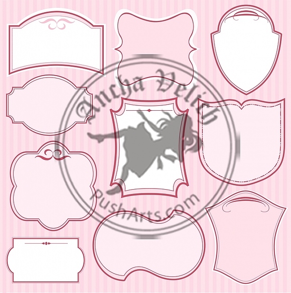Set of pink vector frames