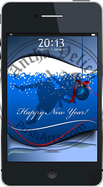 New Year concept  mobile phone icon