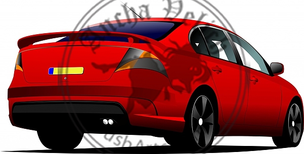 Car sedan on the road. Vector illustration