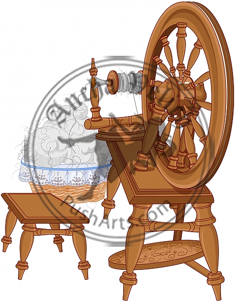 Shepherd Spinning Wheel and Chair