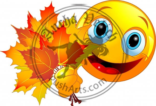 Emoticon with autumn leaves