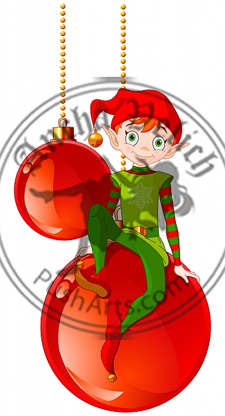 Christmas Elf Sitting On Ball