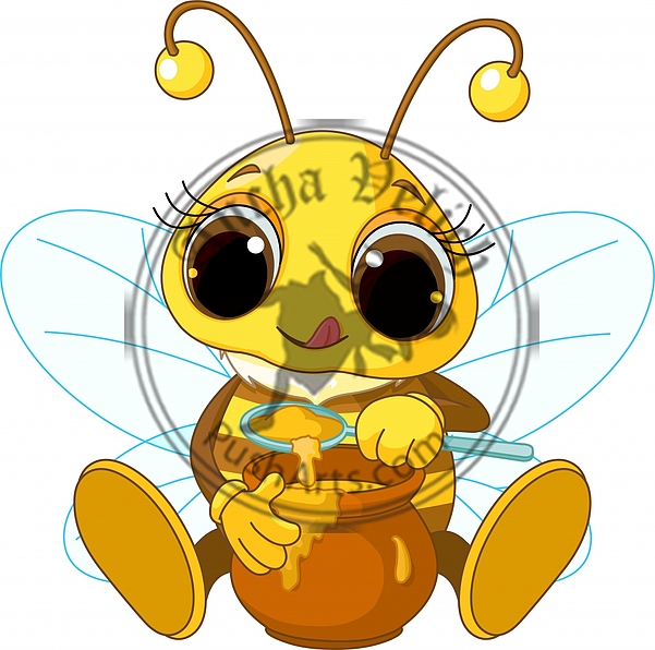 Cute Bee eating honey