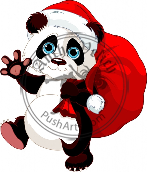 Panda with a sack full of gifts