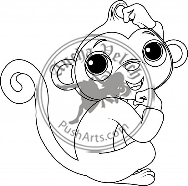 Thinking monkey coloring page