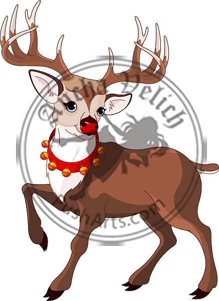 Beautiful cartoon reindeer Rudolf