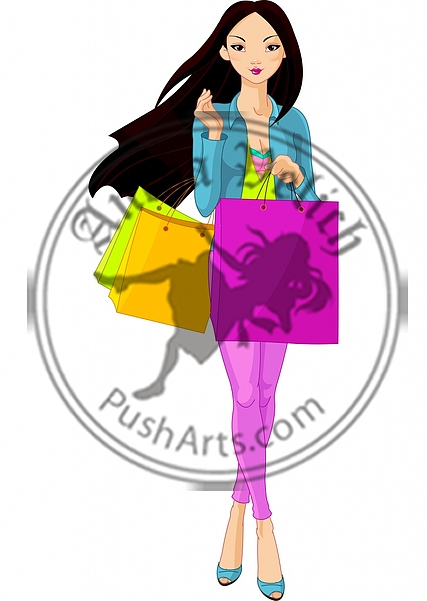 Asian Girl with shopping bags