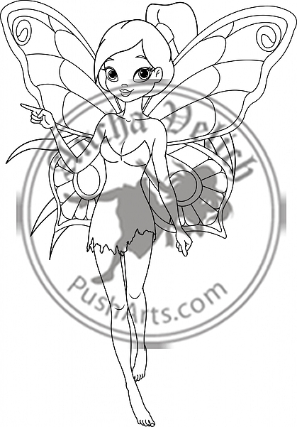 Fairy pointing coloring page