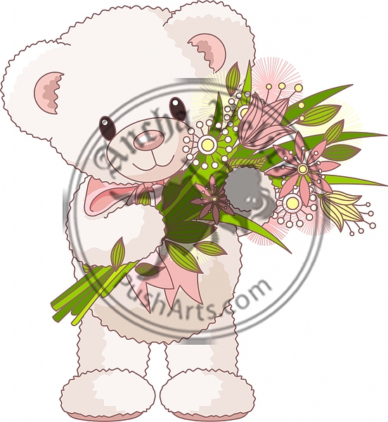 Teddy bear with bouquet