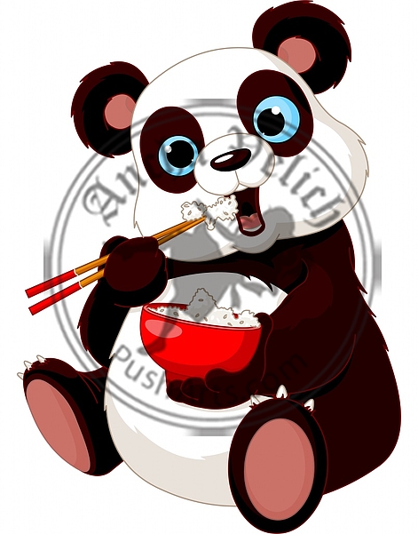 Panda eating rice
