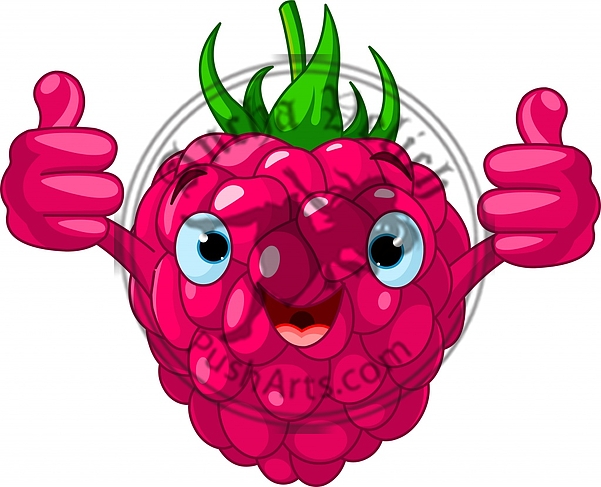 Cheerful Cartoon Raspberry character