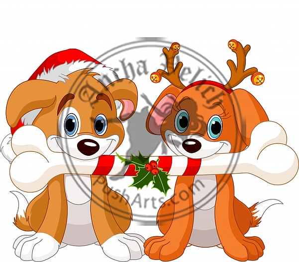 Two Christmas dogs