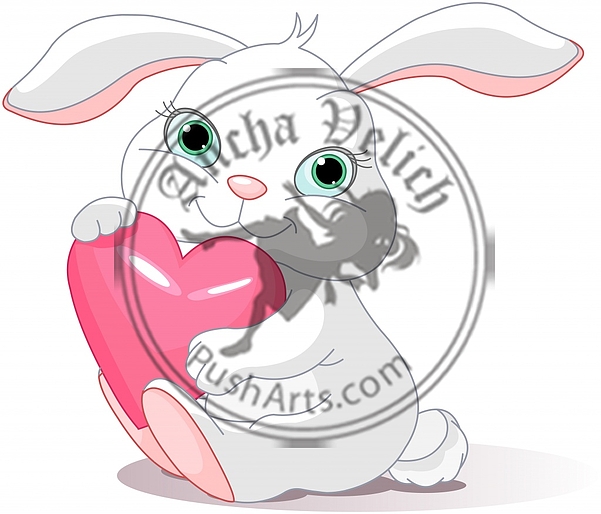 Rabbit holds love heart