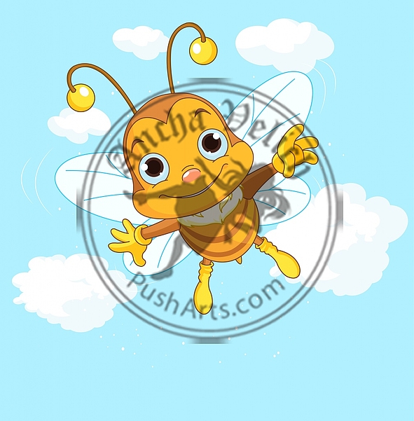 Cute Bee flying in the sky