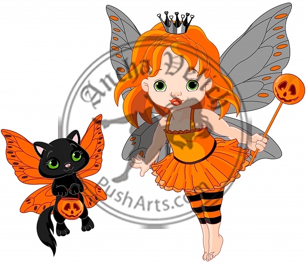 Halloween Fairy and Cat