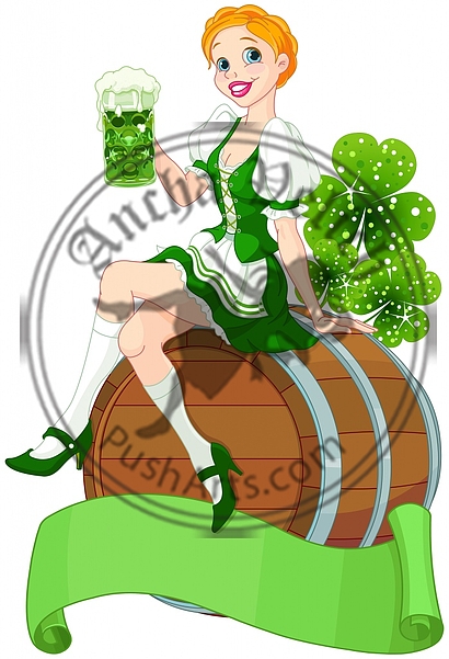 St. Patrick Day girl on the keg