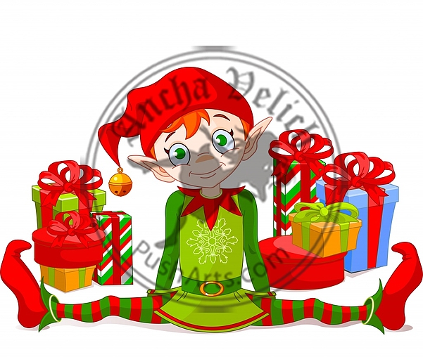 Christmas Elf with gifts