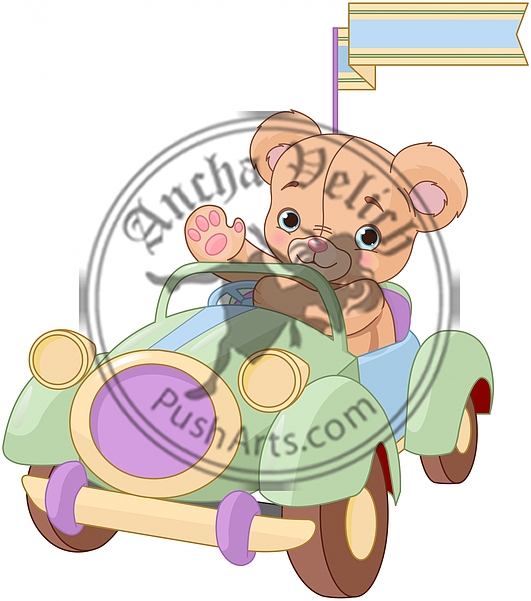 Bear sitting in Toy Car