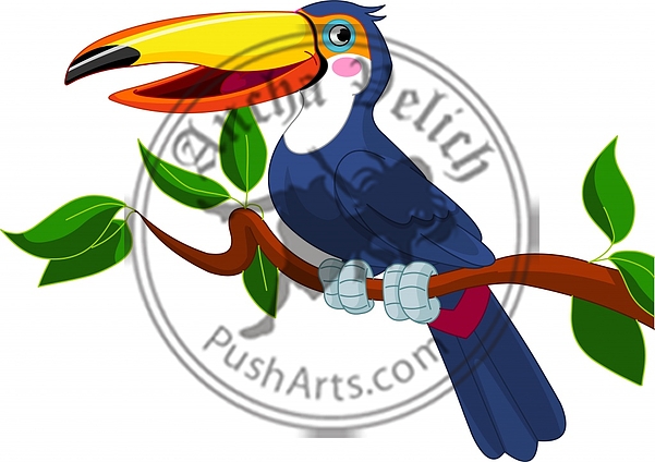 Toucan sitting on tree branch