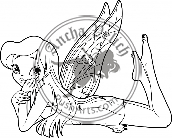 Adorable fairy coloring page