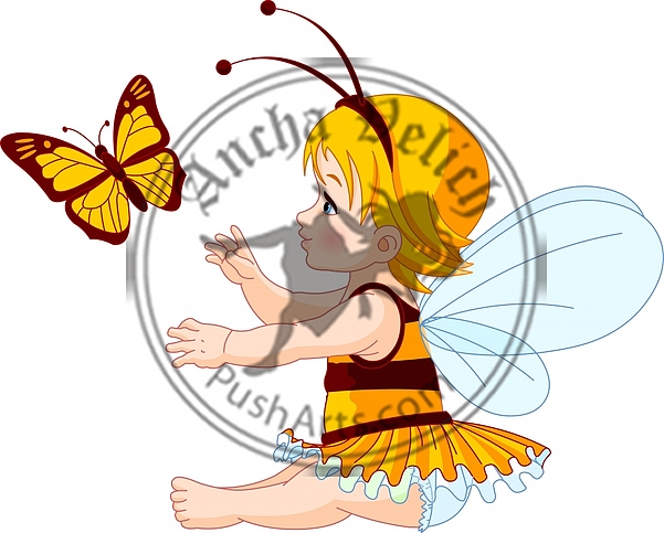 Cute baby fairy and butterfly