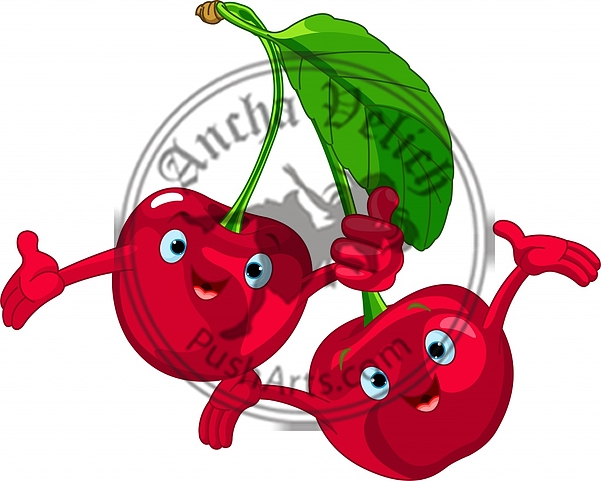 Cheerful Cartoon Cherries character