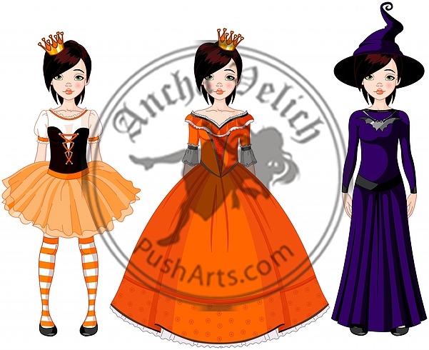 Girl with Dresses for Halloween Party