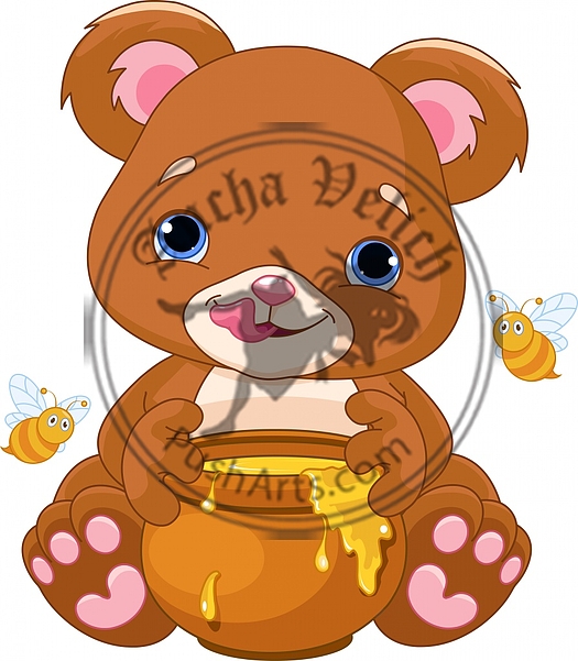 Cute Bear with Honey Jar