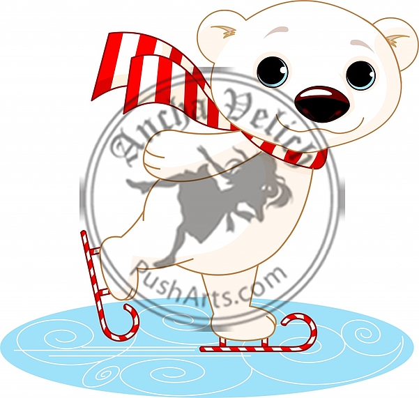 Polar bear on ice skates