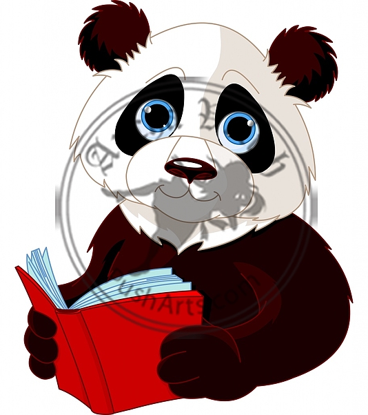 Panda reading a book