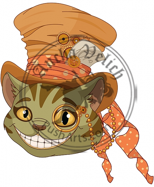 Steampunk Cheshire cat in Top Hat