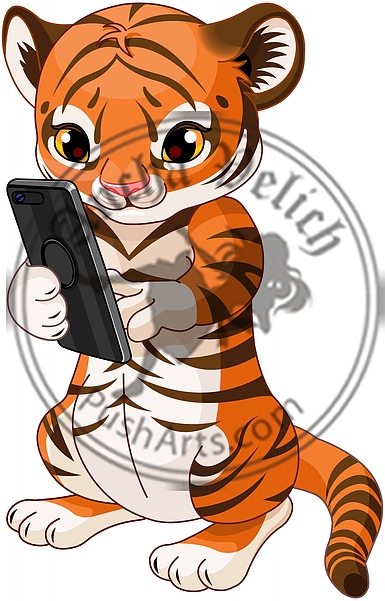 Cute Tiger with Cellphone