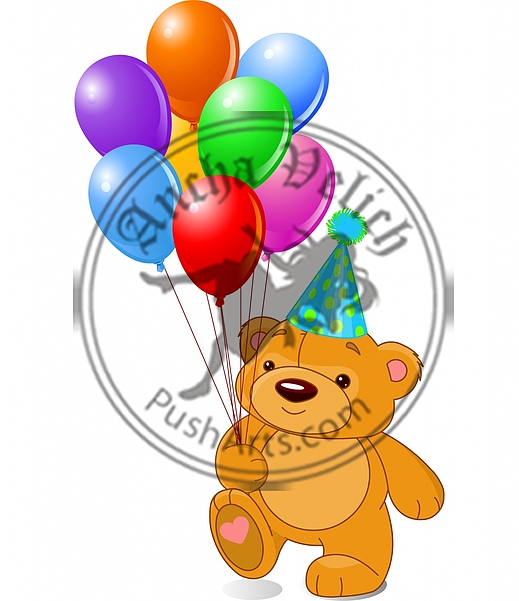 Teddy Bear holding balloons