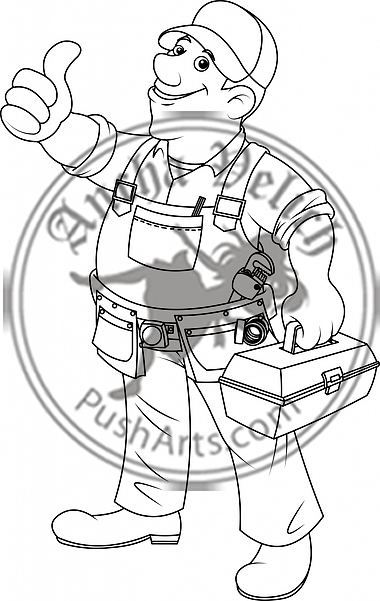 Cartoon serviceman. Coloring page