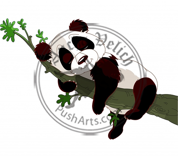 Panda sleeping on a branch
