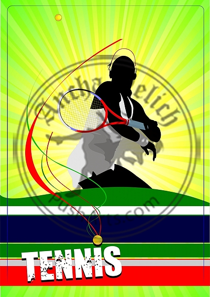 Woman tennis player poster. Vector illustration for designers