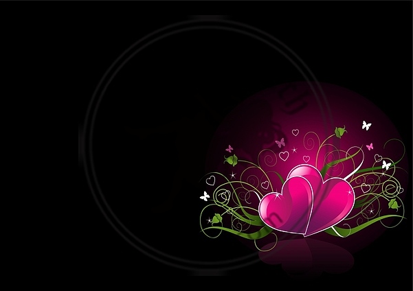 Romantic black Background with hearts