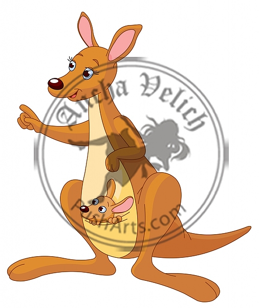 Cartoon Kangaroo and Joey