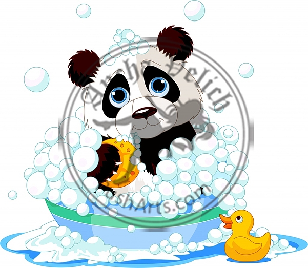 Panda having a bath